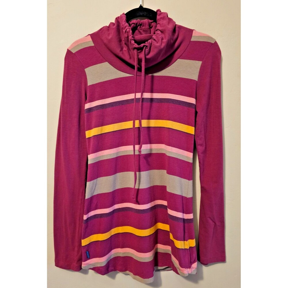Lole Long Sleeve Shirt Women Small striped Cowl Neck Athletic Top